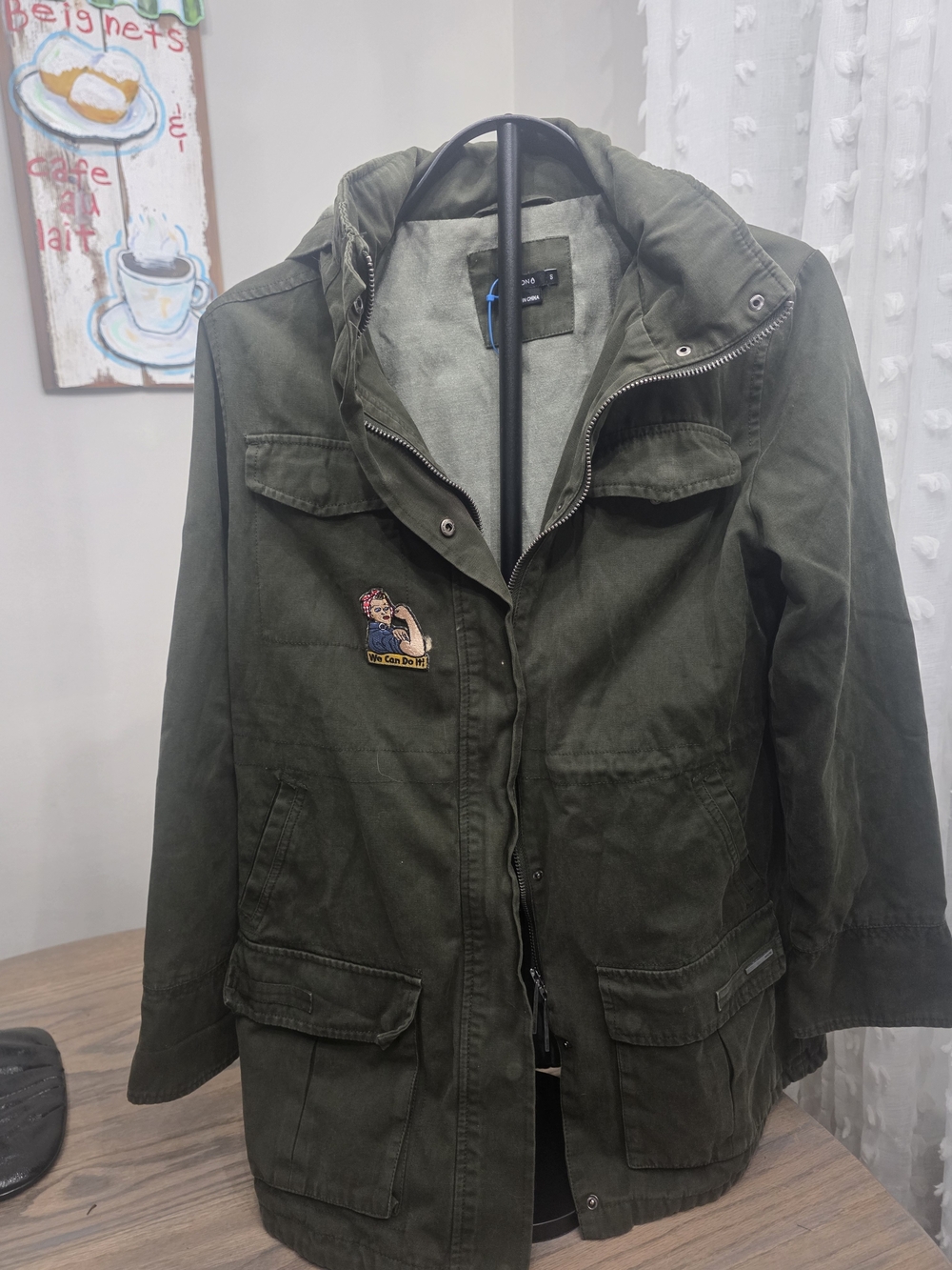 Nixon Olive Green Utility Bomber Jacket with Patch Sz Small